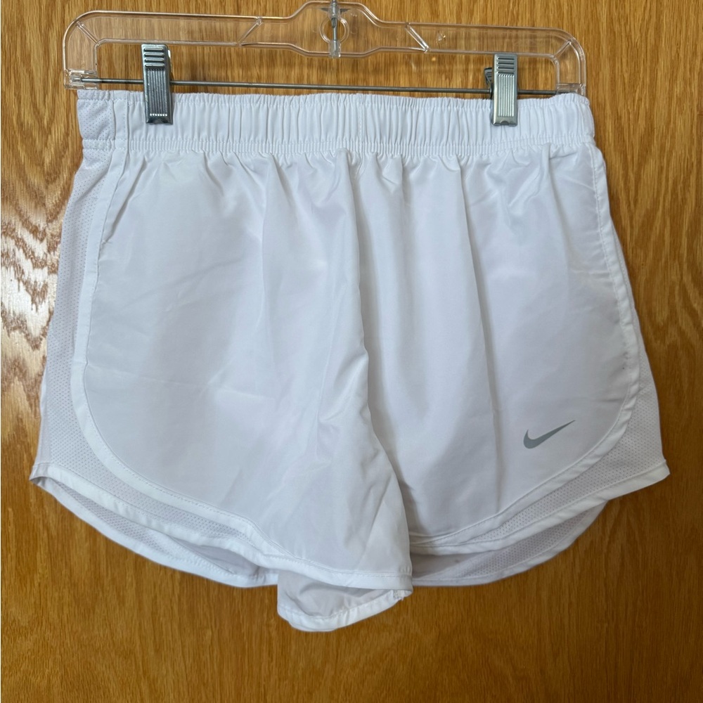 Nike White Women's Lightweight Athletic Shorts with Reflective Swoosh